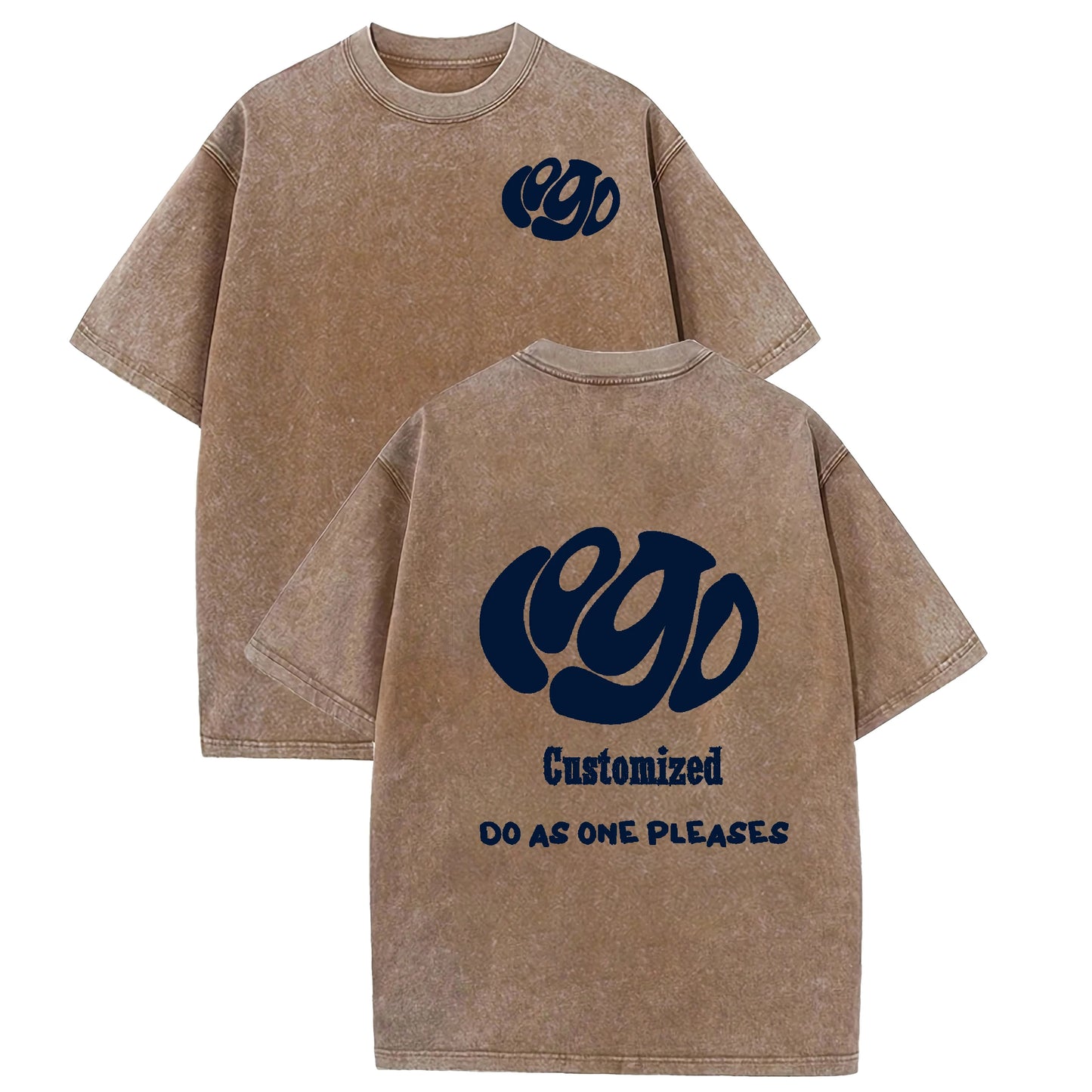 Custom Logo Hip Hop Oversized Washed Tee