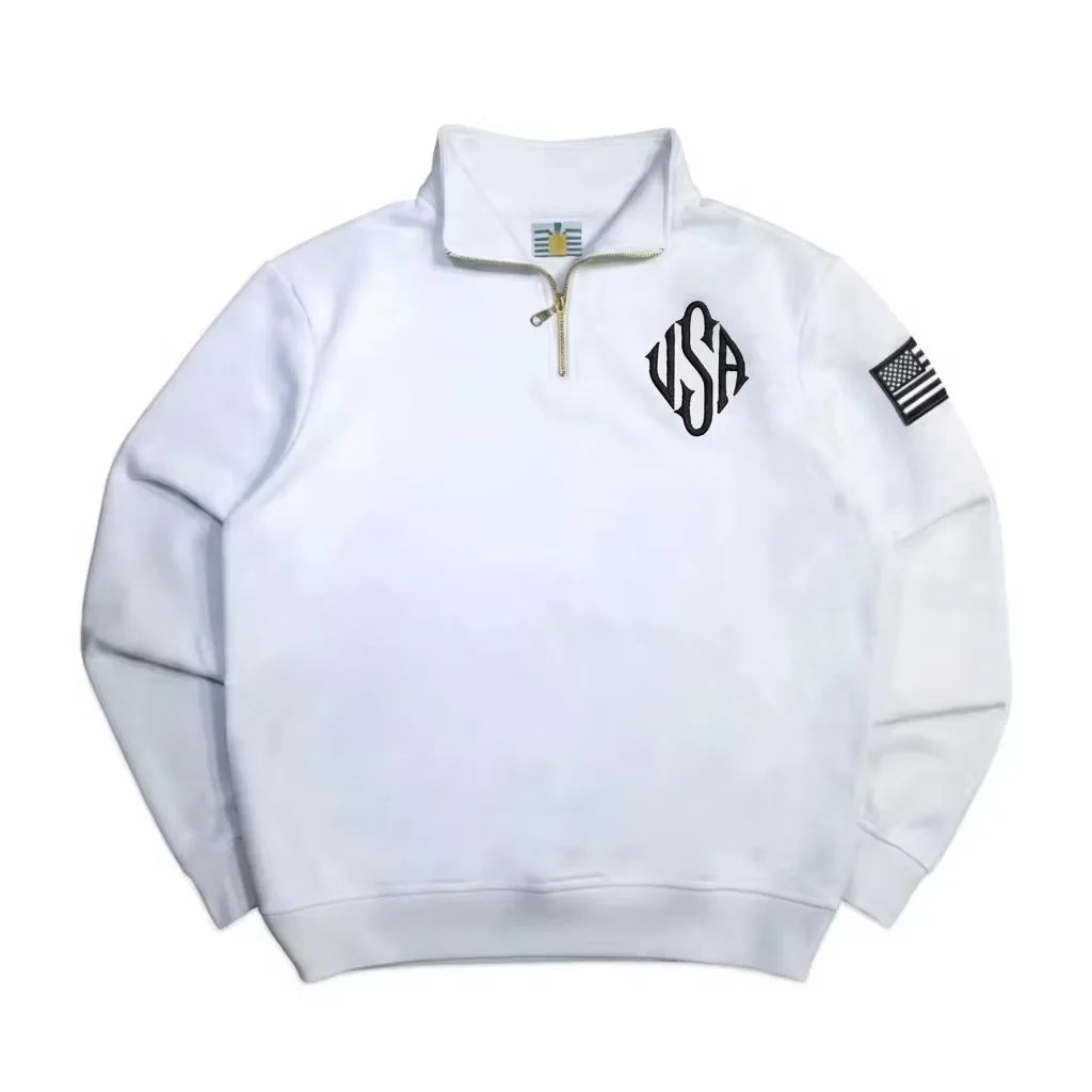 Unisex Retro Quarter-Zip Cotton Sweatshirt