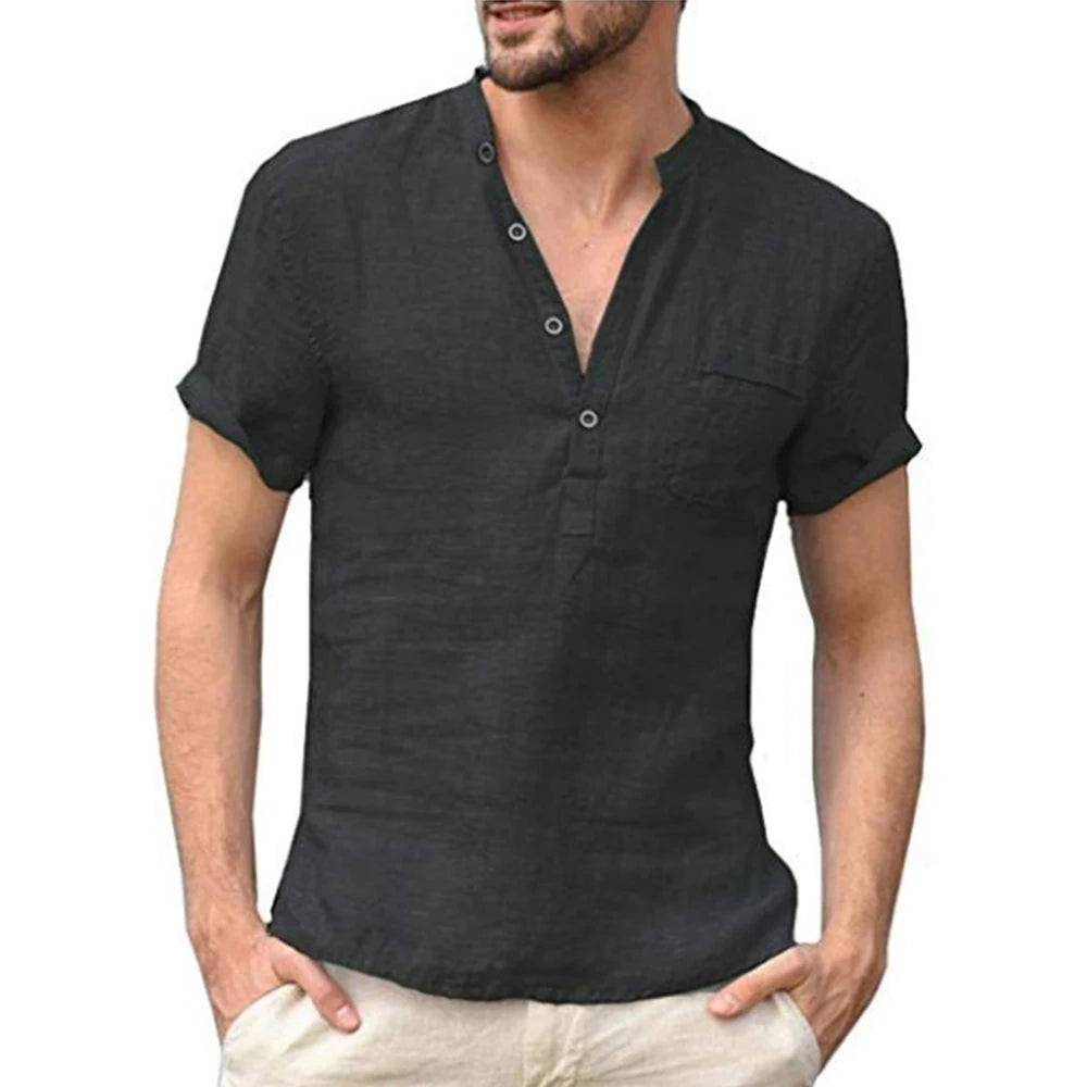 Cotton Linen Short Sleeve Breathable Tee