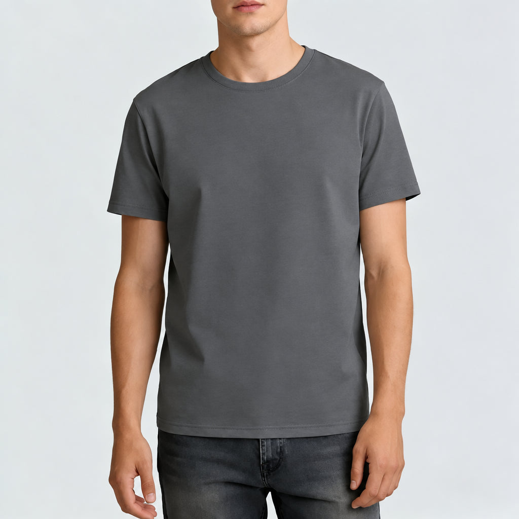 Men’s Dark Grey Cotton Crew Neck T-Shirt