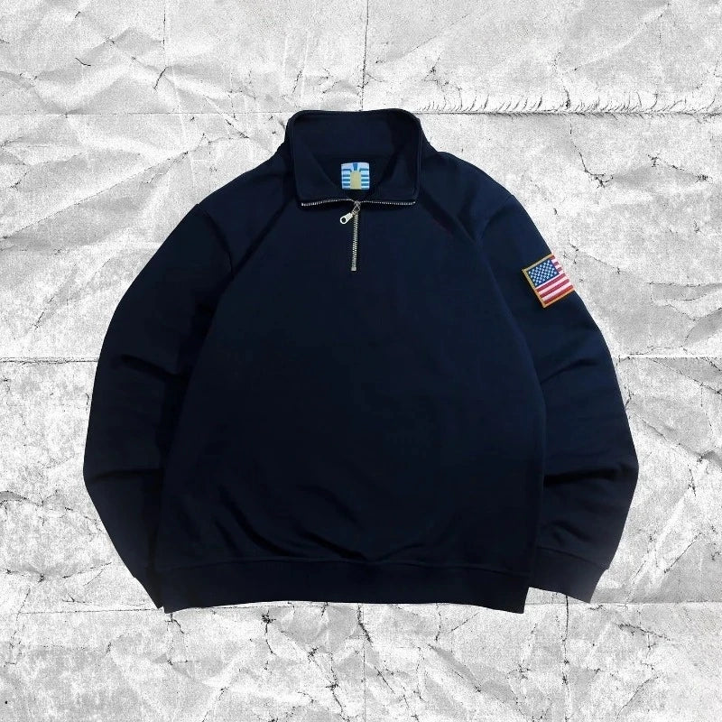 Unisex Retro Quarter-Zip Cotton Sweatshirt