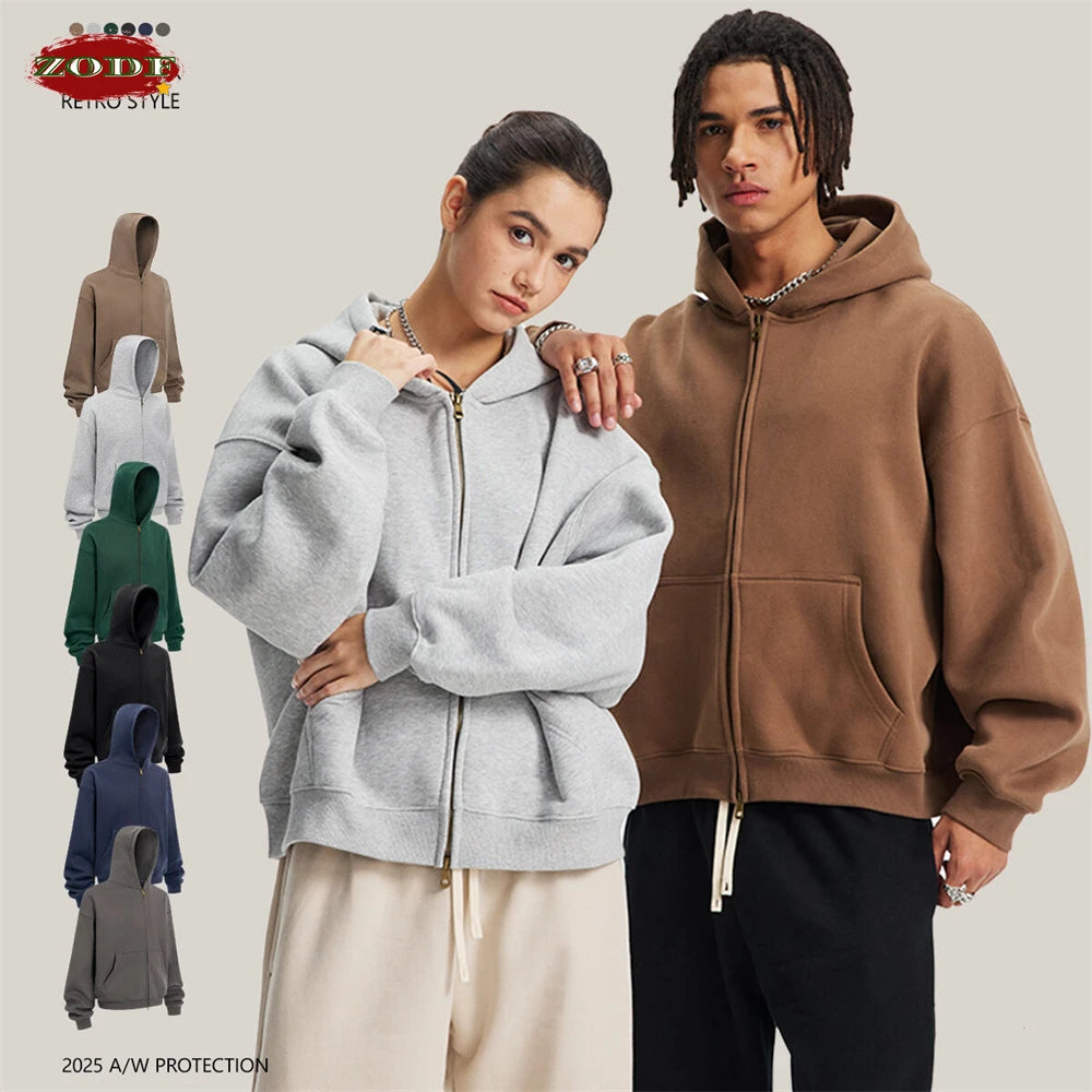Men's Fleece Boxy Zip-Up Hoodie
