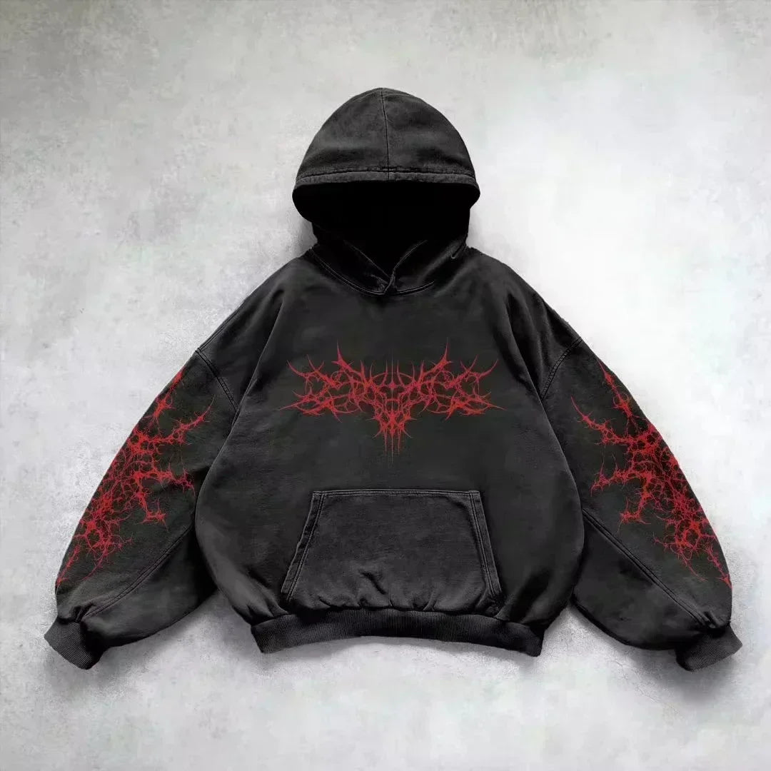 Gray Oversized Zipper Hoodie front view