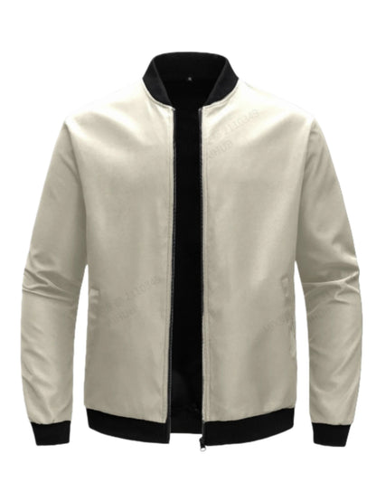Men's Baseball Collar Jacket | Casual Lightweight Zip-Up Coat
