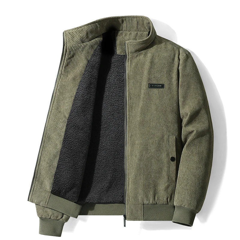 Men's Winter Thick Fleece Jacket | Windproof Warm Stand Collar Zip-Up Coat