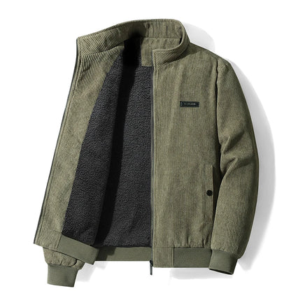 Men's Winter Thick Fleece Jacket | Windproof Warm Stand Collar Zip-Up Coat