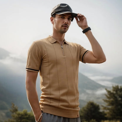 Men's Sport Zipper Polo Shirt
