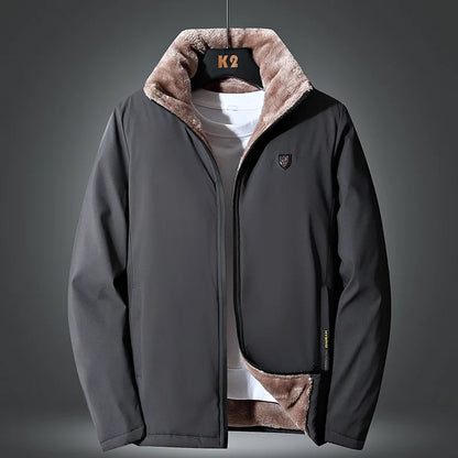 Men's Winter Windproof Fleece Jacket | Thick Warm Zip-Up Coat
