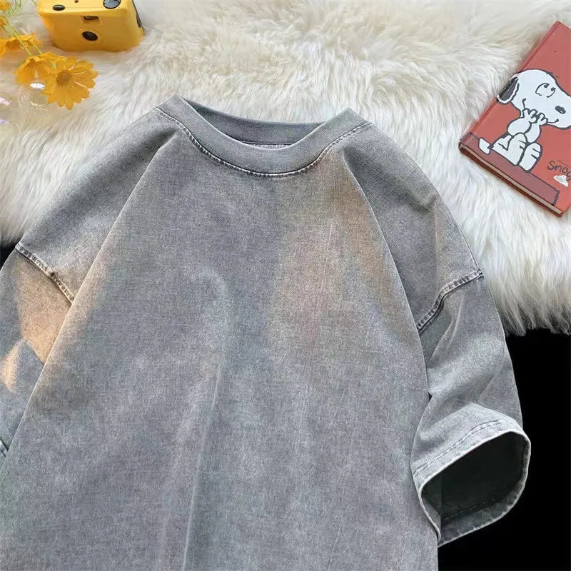 Mineral Washed Y2K Oversized Tee front view