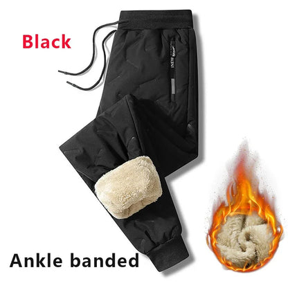 Men's Winter Thick Fleece Sweatpants | Lambswool Thermal Windproof Warm Pants