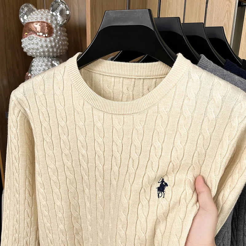 Men's Premium Knit Sweater | Jacquard Embroidery Pullover