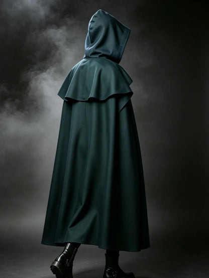 Unisex Medieval Hooded Cloak with Tie Closure