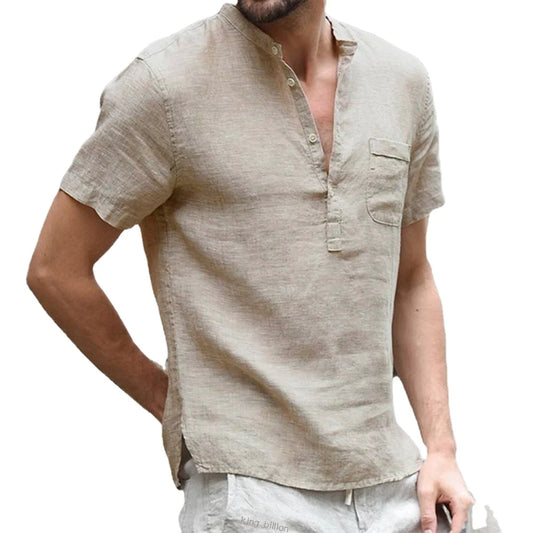 Cotton Linen Short Sleeve Breathable Tee