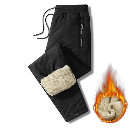 Men's Winter Thick Fleece Sweatpants | Lambswool Thermal Windproof Warm Pants
