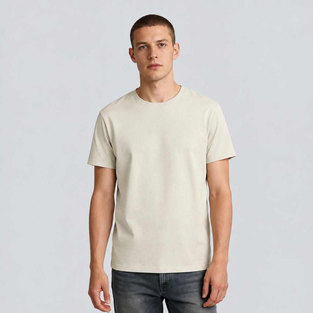 Men’s Beige Cotton T-Shirt