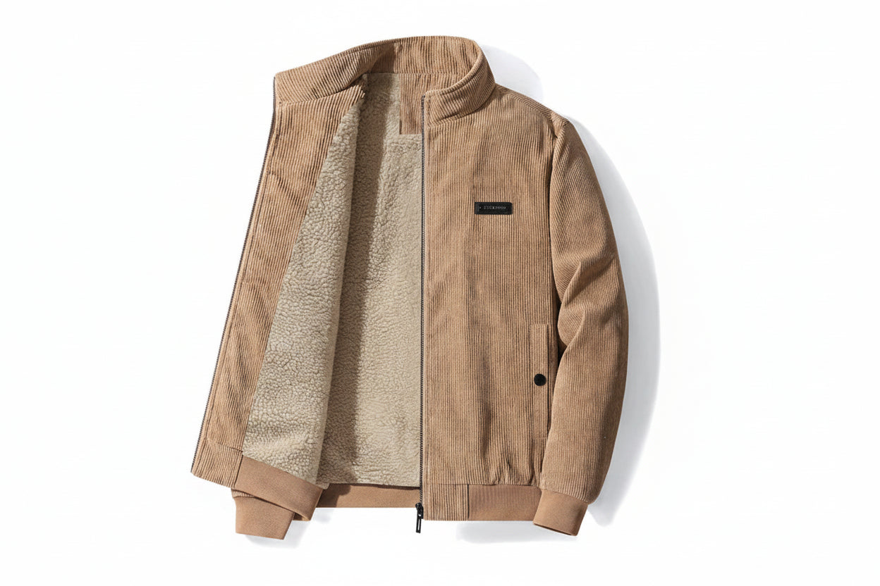 Men's Winter Thick Fleece Jacket | Windproof Warm Stand Collar Zip-Up Coat