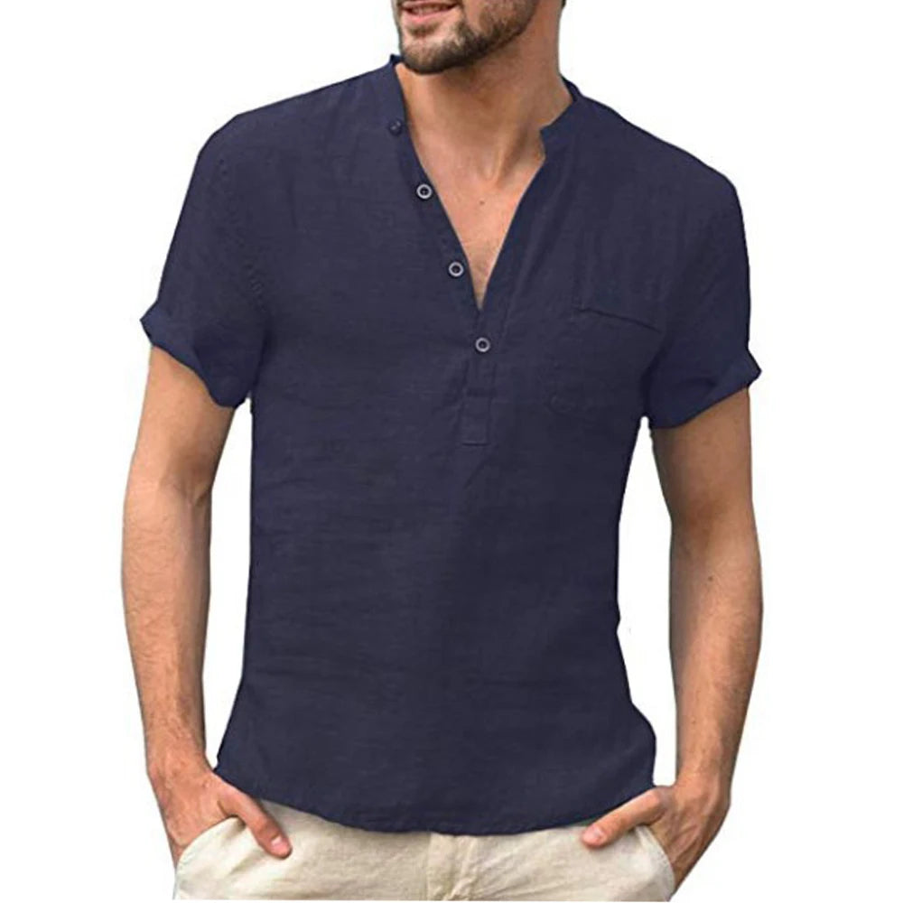 Cotton Linen Short Sleeve Breathable Tee