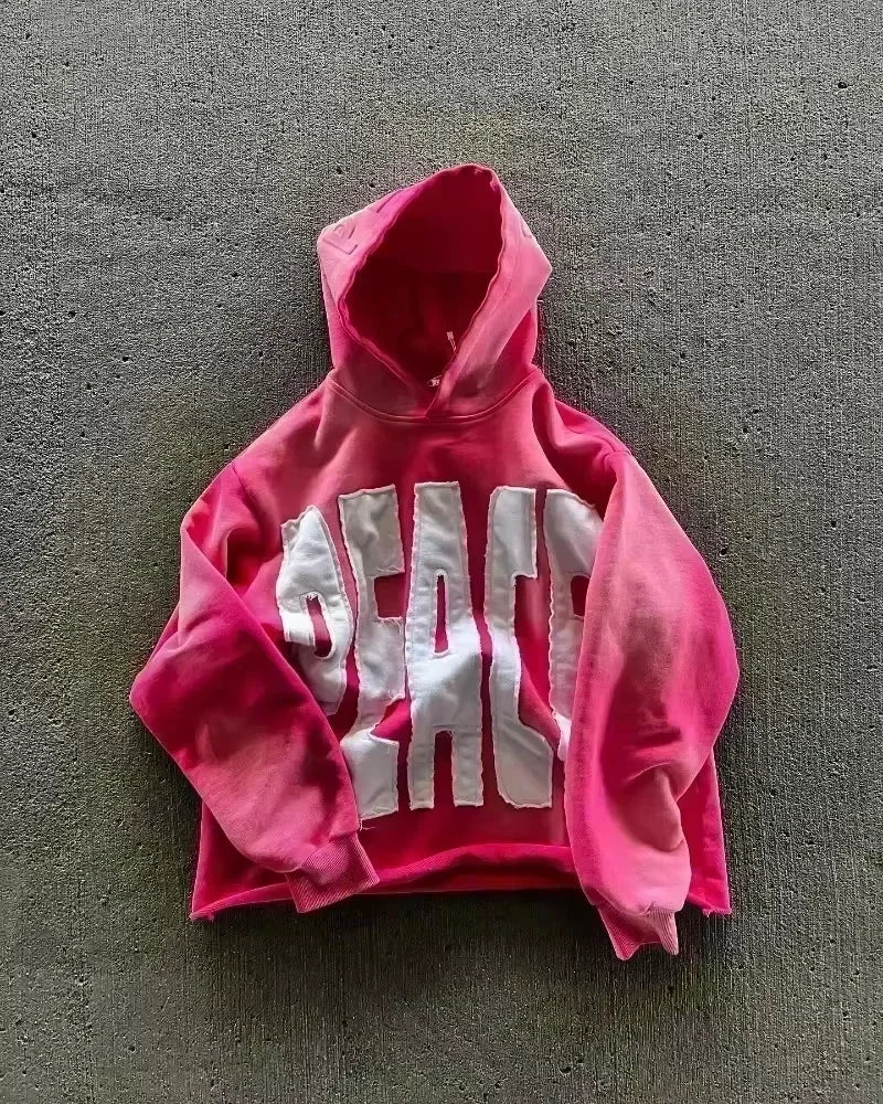 Gray Oversized Zipper Hoodie front view