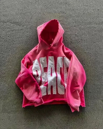Gray Oversized Zipper Hoodie front view