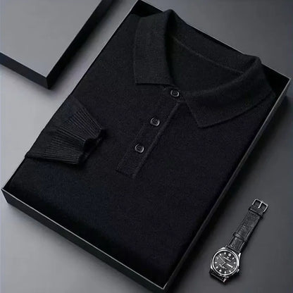 Men’s Black Knitted Polo Shirt