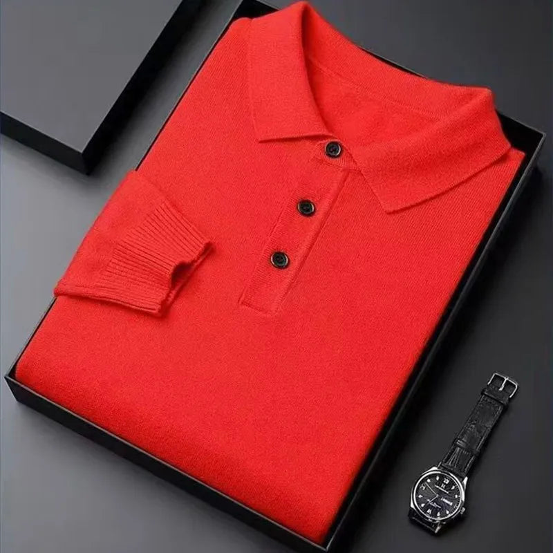 Men’s Red Knitted Polo Shirt