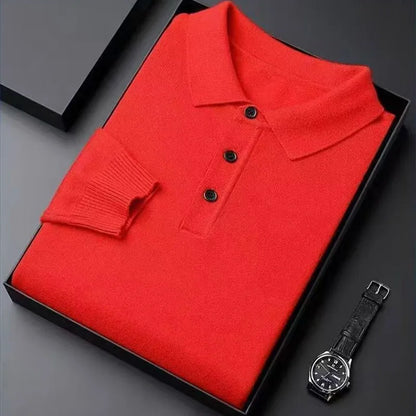 Men’s Red Knitted Polo Shirt