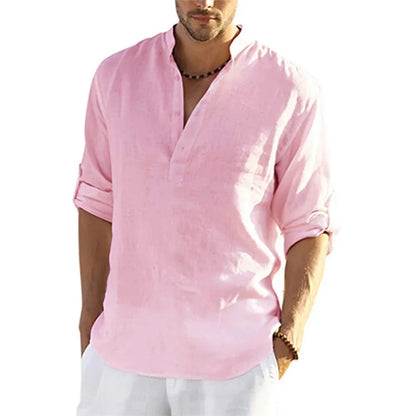 Cotton Linen Relaxed Fit Long Sleeve Shirt
