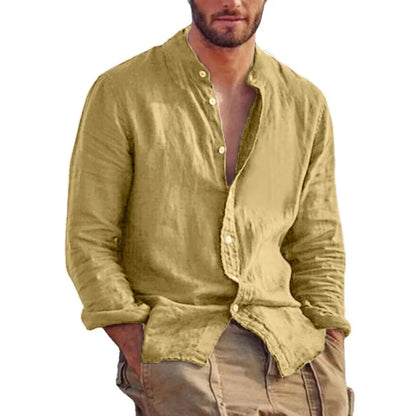 Men's Long Sleeve Stand Collar Shirt
