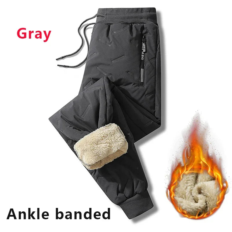 Men's Winter Thick Fleece Sweatpants | Lambswool Thermal Windproof Warm Pants