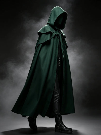 Unisex Medieval Hooded Cloak with Tie Closure