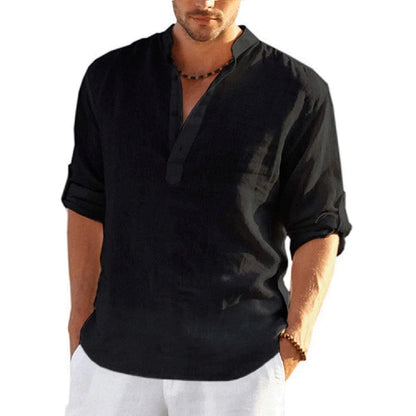 Cotton Linen Relaxed Fit Long Sleeve Shirt