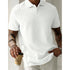 White textured polo shirt with herringbone pattern, casual men&