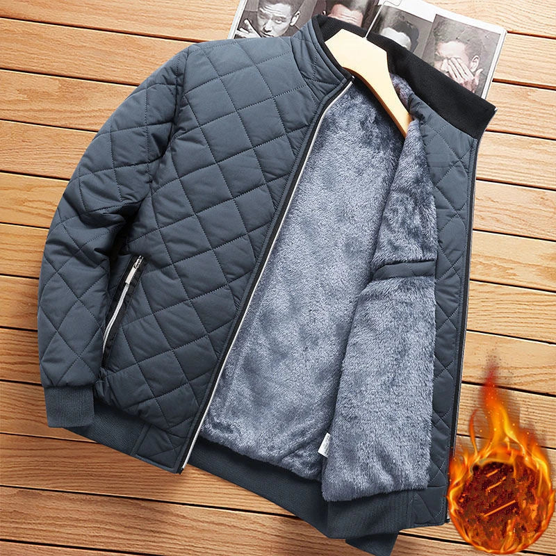Men's Diamond Pattern Bomber Jacket
