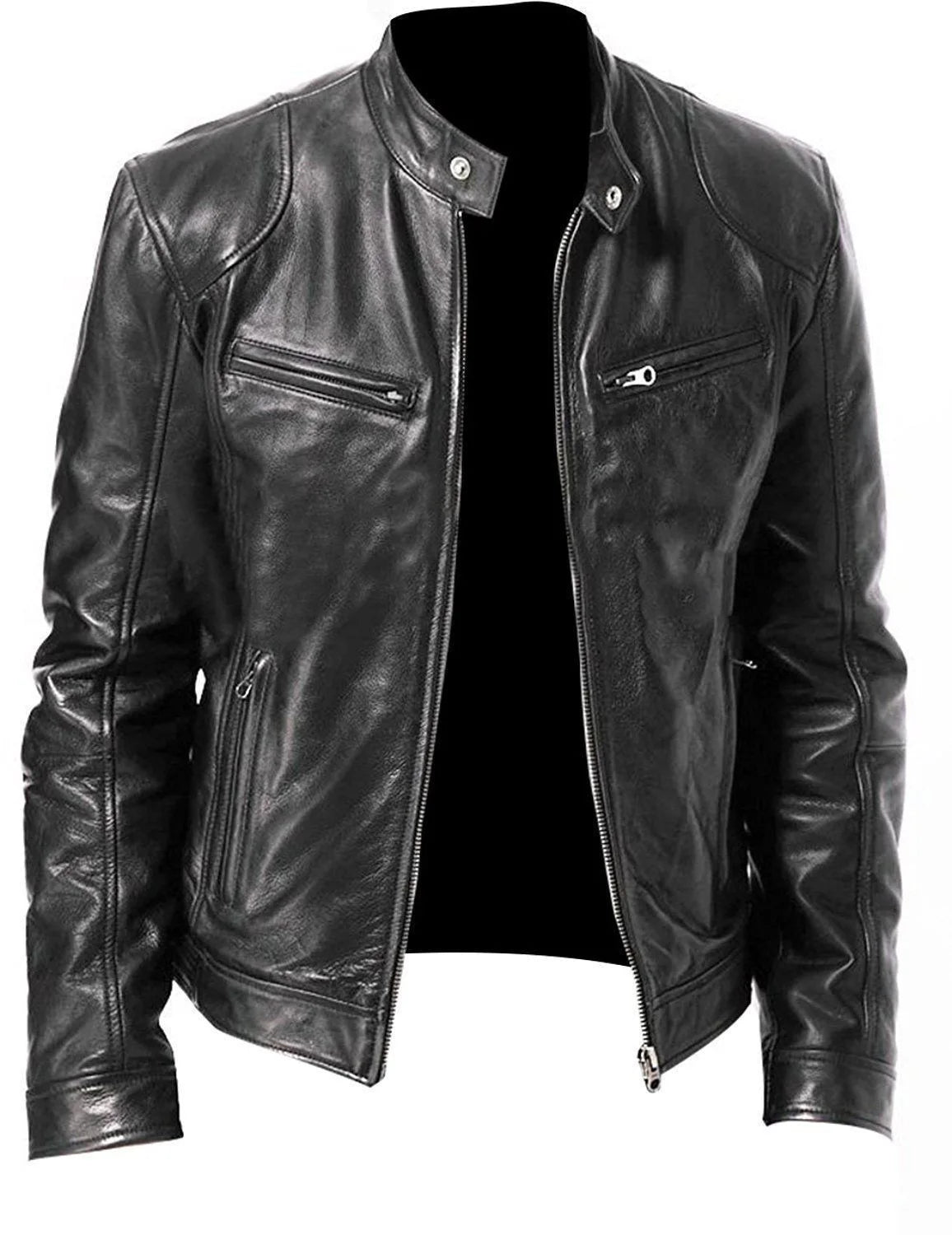 Men's PU Leather Bomber Jacket