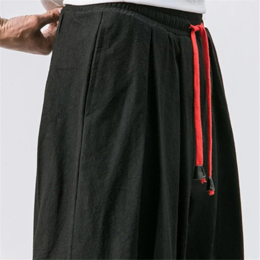 Men's Cotton Linen Wide Leg Harem Pants