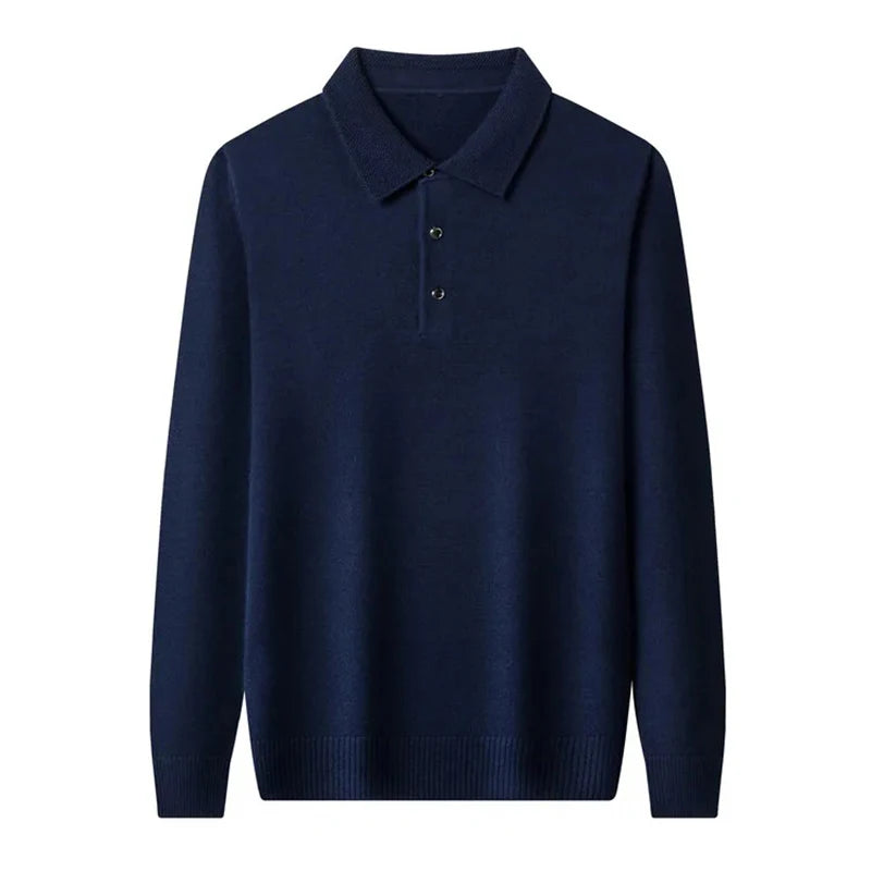 Men’s Navy Blue Knitted Polo Shirt