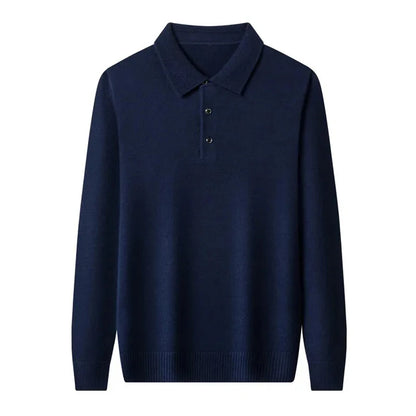 Men’s Navy Blue Knitted Polo Shirt