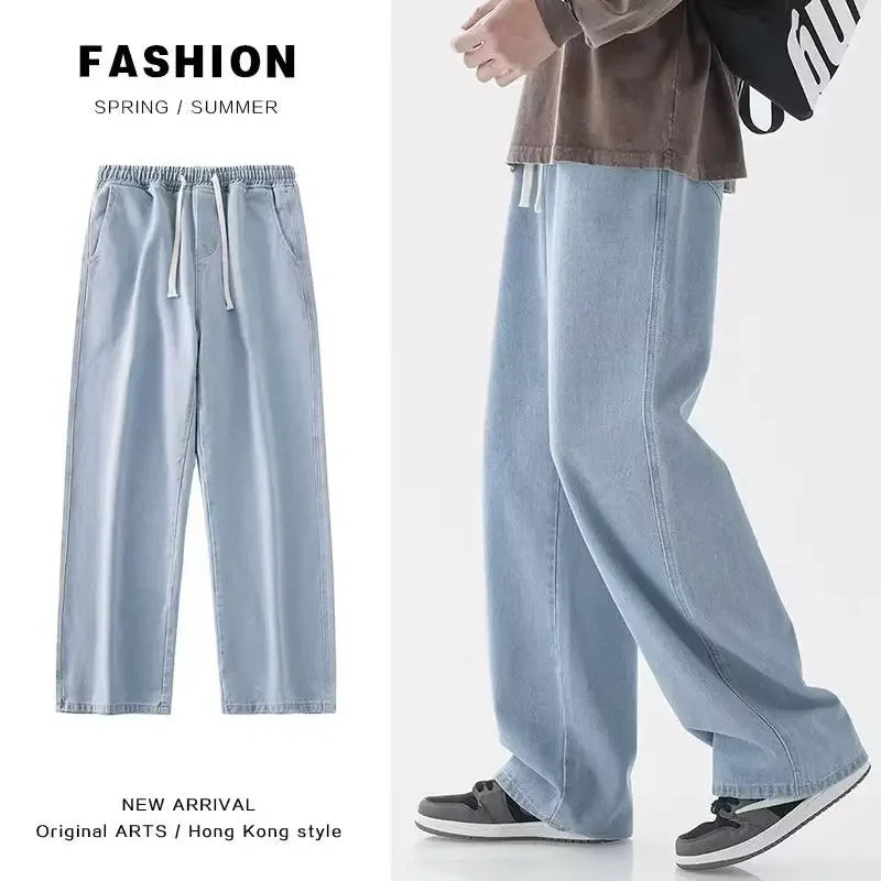 Men's Streetwear Loose Wide Leg Jeans | Korean Style Straight Denim Pants