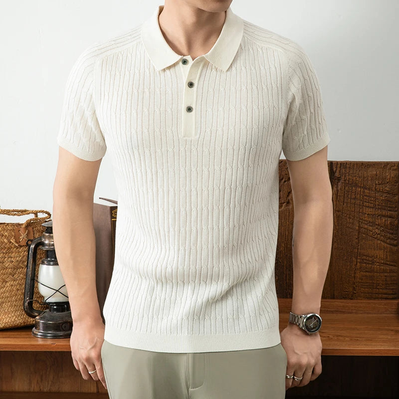 Men's Luxury Jacquard Knitted Polo Shirt