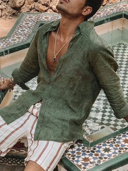 Solid Color Long Sleeve Casual Shirt