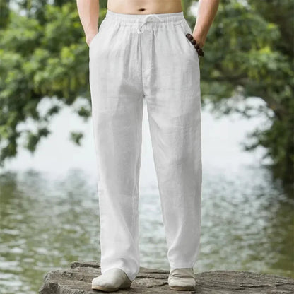 Men's Cotton Linen Straight Leg Jogger Pants