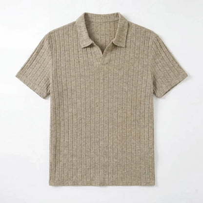 Men's Ribbed Knit Polo Shirt