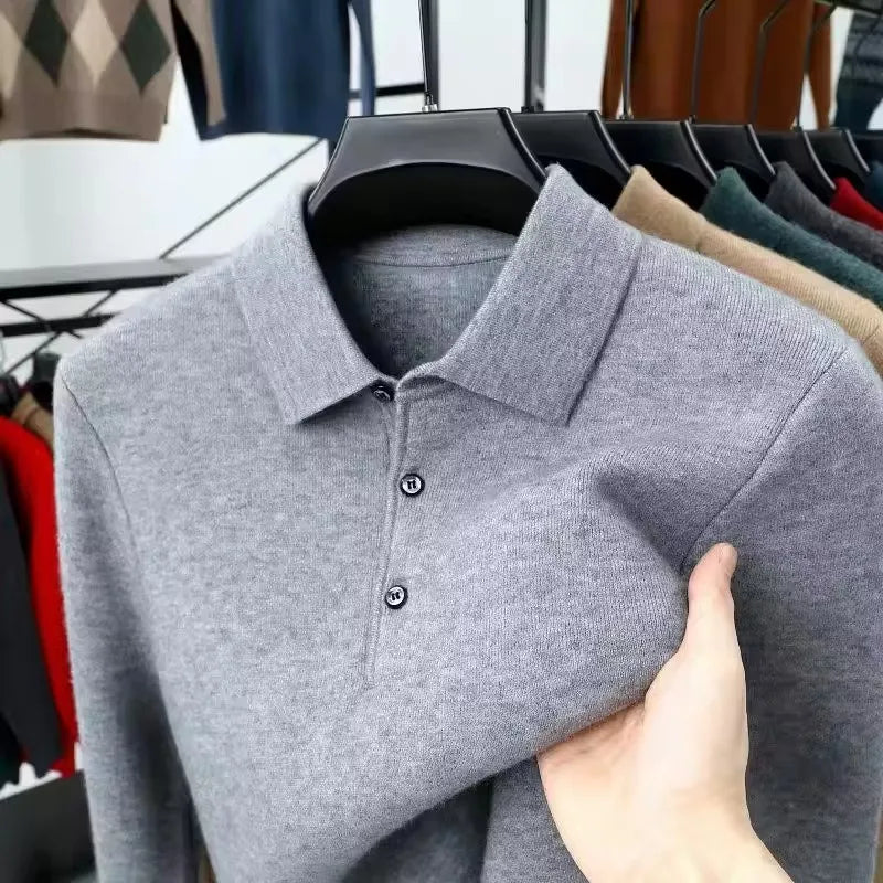 Men’s Grey Knitted Polo Shirt