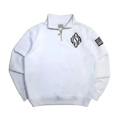 Unisex Retro Quarter-Zip Cotton Sweatshirt