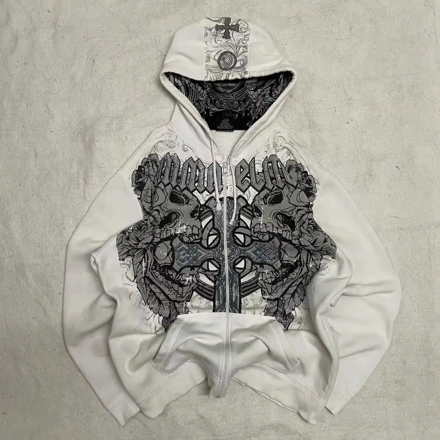 Gray Oversized Zipper Hoodie front view