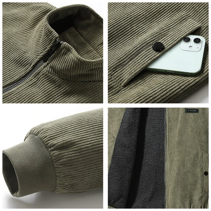 Men's Winter Thick Fleece Jacket | Windproof Warm Stand Collar Zip-Up Coat