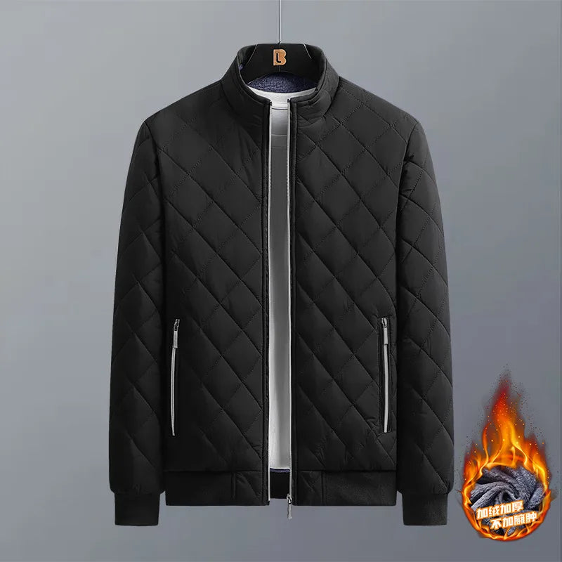 Men's Diamond Pattern Bomber Jacket