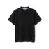 Black knit polo shirt with short sleeves and collar, stylish everyday essential for men