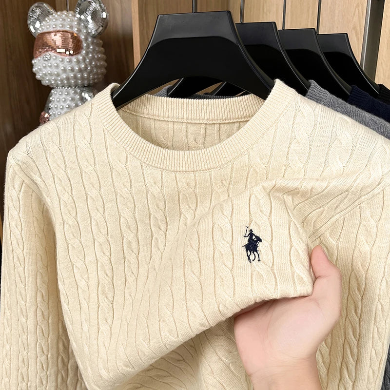 Men's Premium Knit Sweater | Jacquard Embroidery Pullover