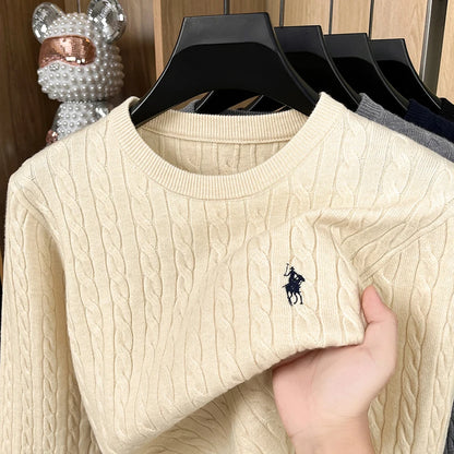 Men's Premium Knit Sweater | Jacquard Embroidery Pullover